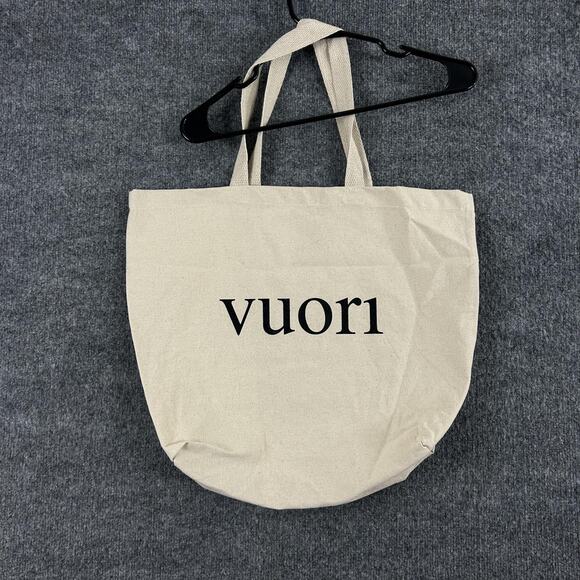 Vuori Handbags - Vuori Tote Bag Large Beige Canvas Logo Shopper Gym Beach Travel Casual Athletic